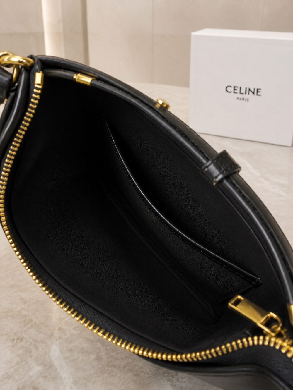 Celine Ava Triomphe Medium Black Leather Shoulder Bag - Picture 7 of 9